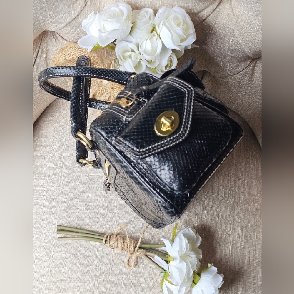 Vintage Coach Genuine Python Gallery Pocket Sachel # 8A84 ( Black ) - Picture 6 of 16